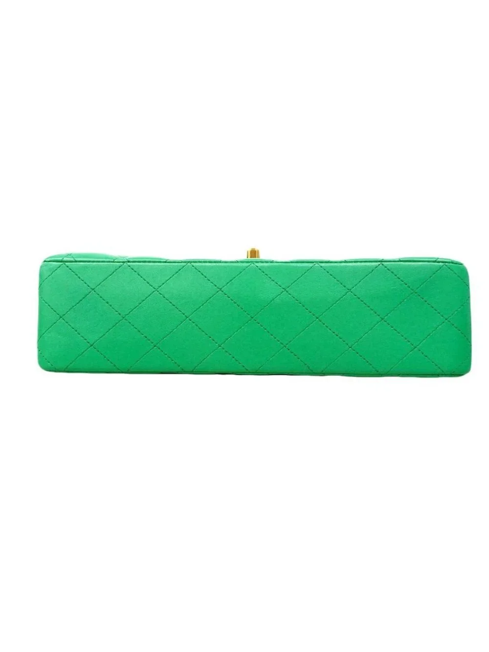 Chanel Shoulder Bag Quilted Lambskin Green Gold